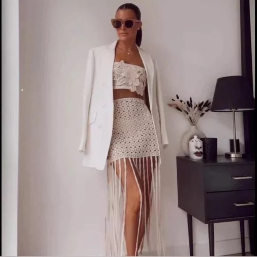 Zara Crochet Knit Fringed Mini Skirt - Picture 14 of 15